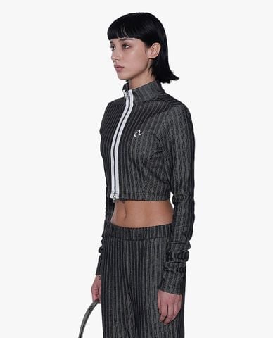  NERDY - Áo khoác croptop nữ cổ trụ tay dài Slim Zip Up 