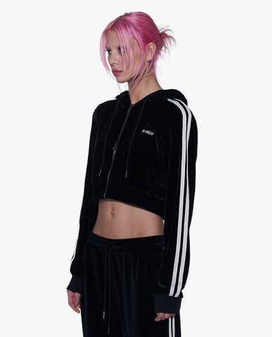  NERDY - Áo khoác croptop nữ tay dài phối mũ NY Velvet 