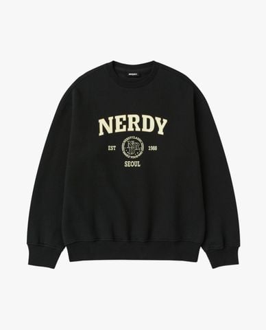  NERDY - Áo sweatshirt nam cổ tròn tay dài Varisty Logo Brushed 