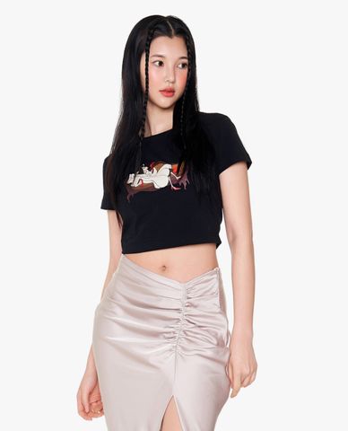  NERDY - Áo croptop nữ cổ tròn tay ngắn Disney x Nerdy 
