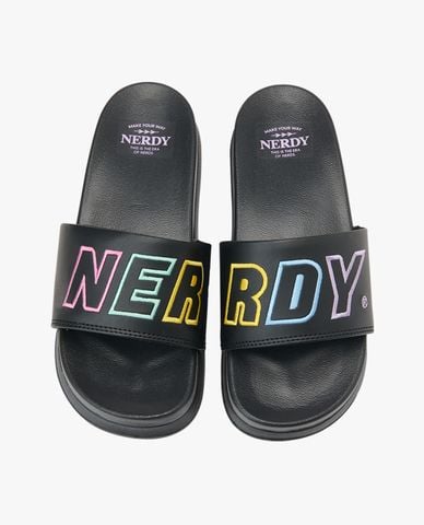  NERDY - Dép quai ngang unisex bản rộng Rainbow 