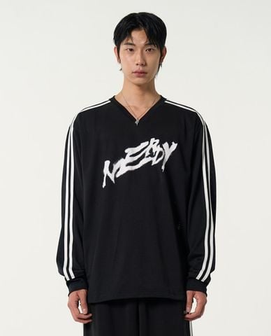  NERDY - Áo sweatshirt unisex cổ V tay dài Sporty Mesh Warmup 