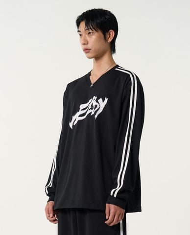 NERDY - Áo sweatshirt unisex cổ V tay dài Sporty Mesh Warmup 