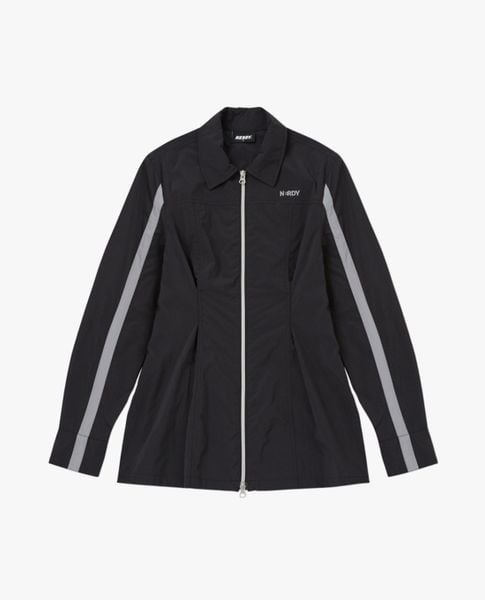  NERDY - Áo sơ mi nữ cổ bẻ tay dài Line Zipper 