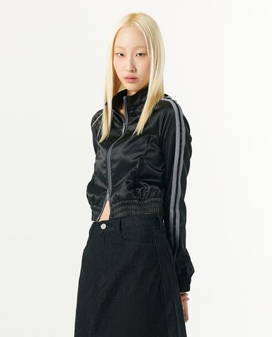  NERDY - Áo khoác thể thao nữ phom croptop Glossy Track 