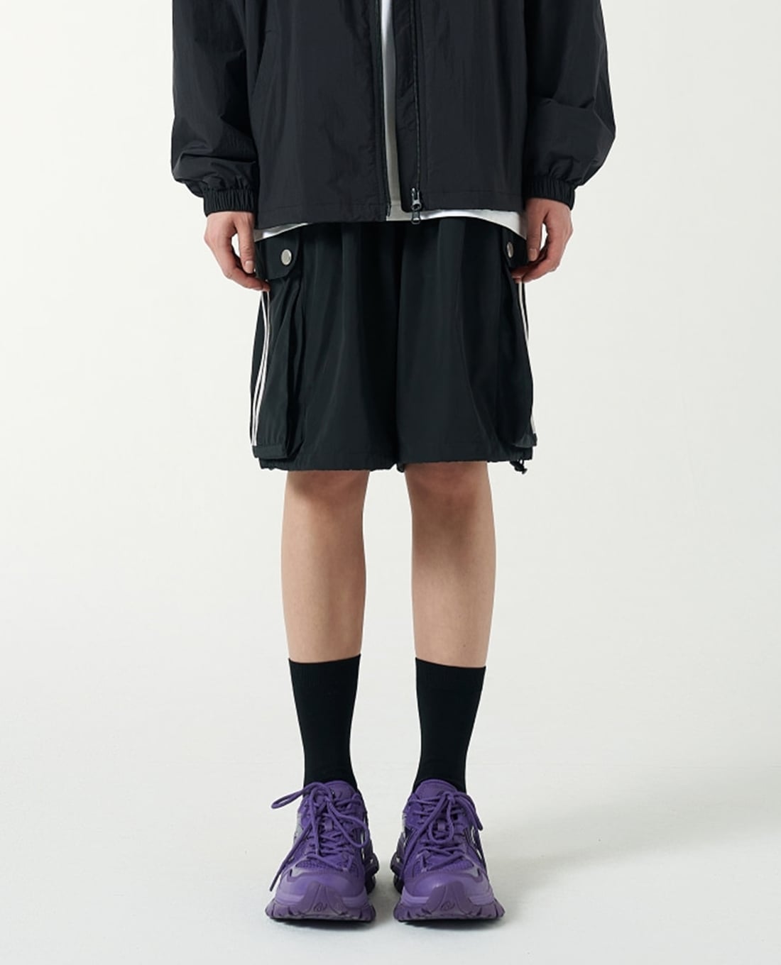 NERDY - Quần short unisex ống rộng lưng thun Cargo Woven