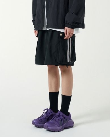  NERDY - Quần short unisex ống rộng lưng thun Cargo Woven 