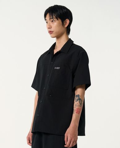  NERDY - Áo sơ mi unisex cổ bẻ tay ngắn Seersucker 