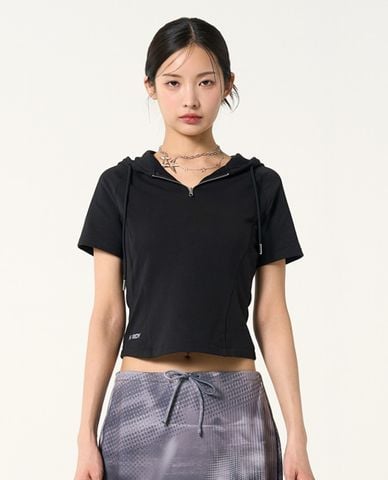  NERDY - Áo hoodie nữ croptop tay ngắn Mini 