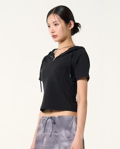  NERDY - Áo hoodie nữ croptop tay ngắn Mini 