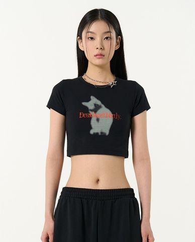  NERDY - Áo croptop nữ cổ tròn tay ngắn Diro 