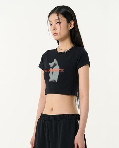  NERDY - Áo croptop nữ cổ tròn tay ngắn Diro 