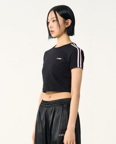  NERDY - Áo croptop nữ cổ tròn tay ngắn Basic NY 