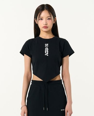  NERDY - Áo croptop nữ cổ tròn tay ngắn Scarf Point 