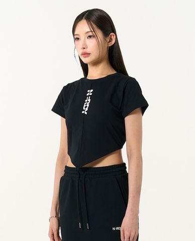  NERDY - Áo croptop nữ cổ tròn tay ngắn Scarf Point 