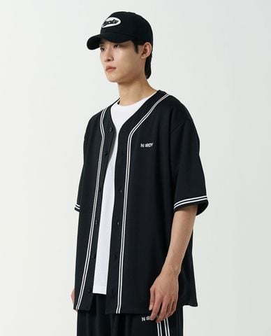  NERDY - Áo bóng chày unisex cổ V tay ngắn Baseball 