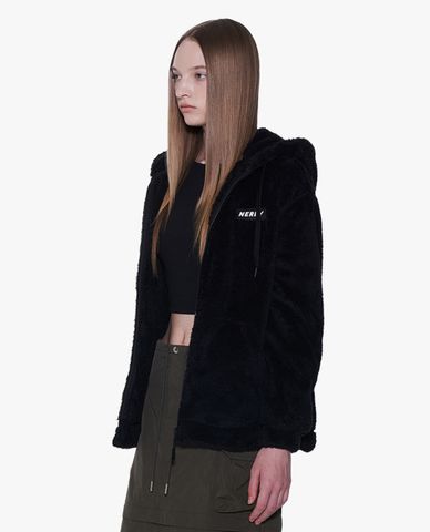  NERDY - Áo khoác lông unisex phối mũ Fluffy 
