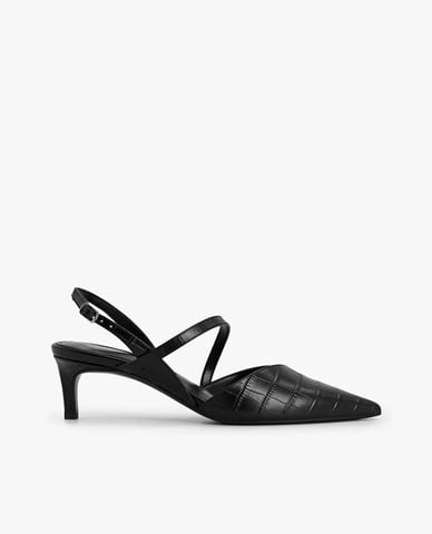  PEDRO - Giày cao gót nữ bít mũi Metallic Leather Slingback 