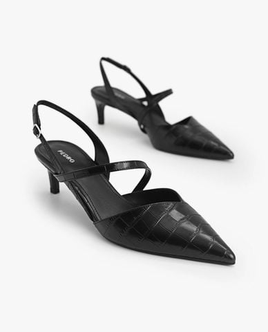 PEDRO - Giày cao gót nữ bít mũi Metallic Leather Slingback 