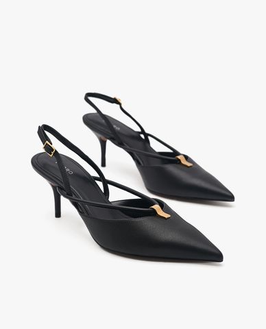  PEDRO - Giày cao gót nữ bít mũi hở gót Romona Leather Mule 