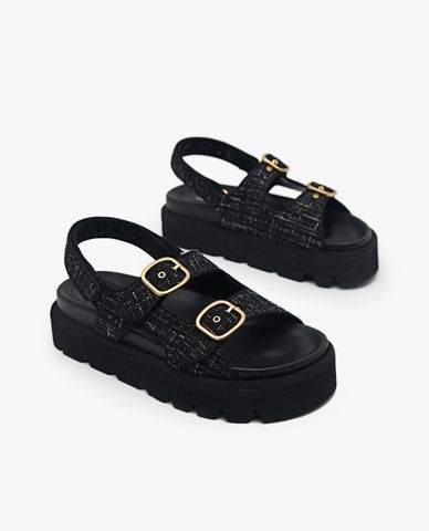  PEDRO - Giày sandals nữ đế bánh mì Tweed 