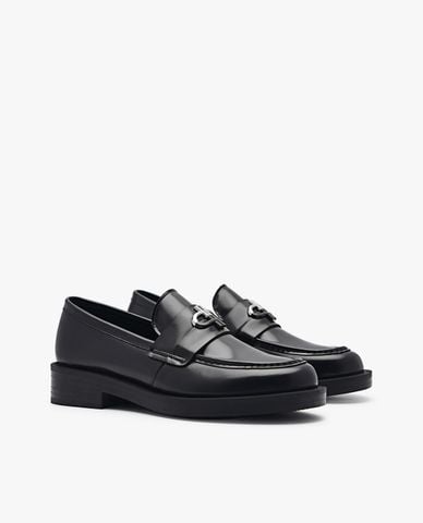  PEDRO - Giày lười nữ đế thấp mũi tròn Icon Leather Loafers 