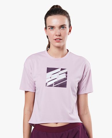  SKECHERS - Áo thun thể thao nữ tay ngắn phom lửng Training 