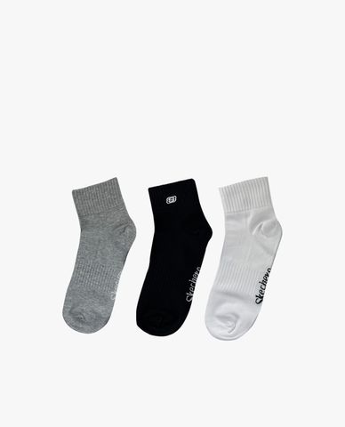  SKECHERS - Pack 3 đôi vớ unisex cổ cao thời trang Quarter 