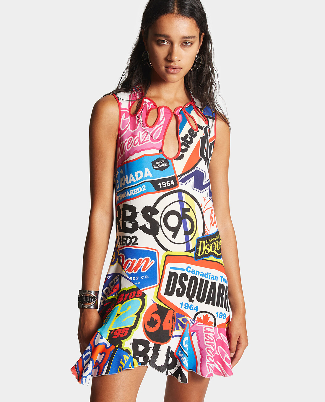 DSQUARED2 - Đầm sát nách mini phối logo Logomania