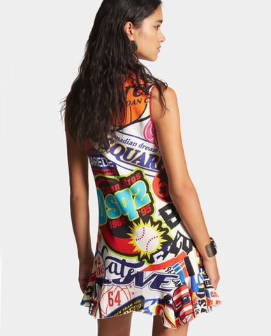  DSQUARED2 - Đầm sát nách mini phối logo Logomania 