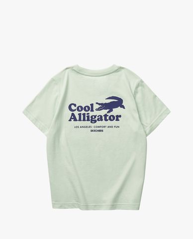  SKECHERS - Áo thun nữ ngắn tay phom suông hiện đại 