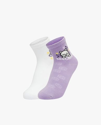  SKECHERS - Pack 2 đôi vớ bé gái cổ cao thời trang 