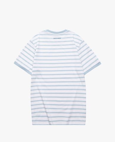 SKECHERS - Áo thun nam cổ tròn tay ngắn kẻ sọc 