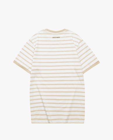  SKECHERS - Áo thun nam cổ tròn tay ngắn kẻ sọc 