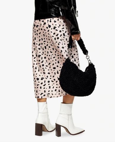  TOPSHOP - Chân váy midi PETITE Pale Pink Animal Print Bias 