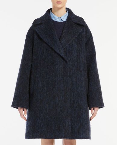  WEEKEND MAX MARA - Áo khoác dạ lông cừu nữ phom suông dài hiện đại Caraibi 