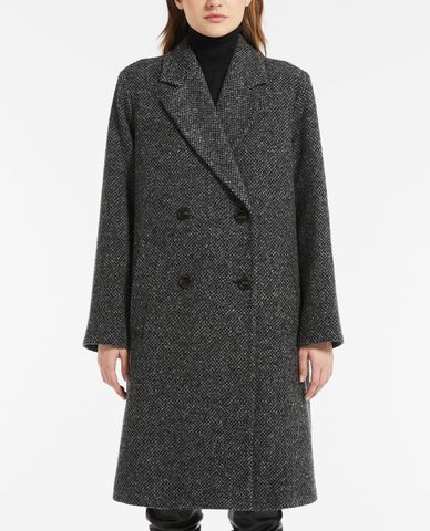  WEEKEND MAX MARA - Áo khoác măng tô nữ vải tweed dáng dài cổ bẻ Ebridi 