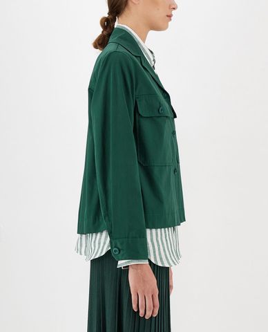  WEEKEND MAX MARA - Áo khoác sơ mi nữ cổ bẻ tay dài phối túi thời trang 