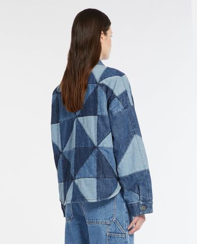  WEEKEND MAX MARA - Áo khoác denim phom lửng hoạ tiết patchwork Azulene 