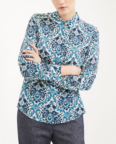  WEEKEND MAX MARA - Áo sơ mi nữ dài tay cổ bẻ in họa tiết thời trang 