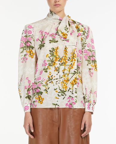  WEEKEND MAX MARA - Áo sơ mi nữ tay dài thanh lịch Silk Crepe De Chine 