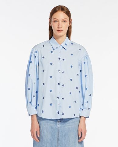  WEEKEND MAX MARA - Áo sơ mi cổ bẻ tay dài phối hoa nhí thêu Villar 