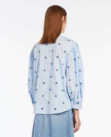  WEEKEND MAX MARA - Áo sơ mi cổ bẻ tay dài phối hoa nhí thêu Villar 