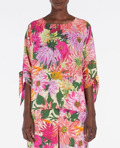  WEEKEND MAX MARA - Áo kiểu nữ cổ tròn tay lỡ họa tiết hoa 