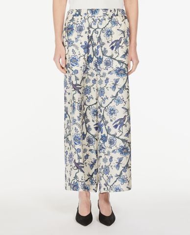  WEEKEND MAX MARA - Quần ống rộng lụa mềm phối hoạ tiết hoa Tortona 
