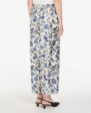  WEEKEND MAX MARA - Quần ống rộng lụa mềm phối hoạ tiết hoa Tortona 