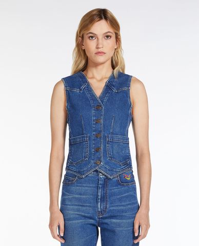  WEEKEND MAX MARA - Áo khoác gilet nữ denim cổ V Bolivia 