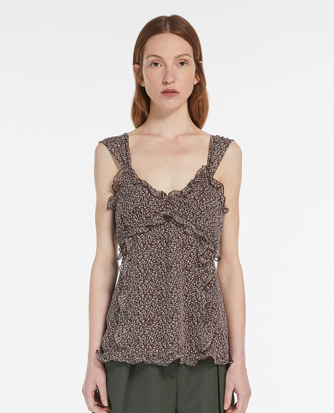 WEEKEND MAX MARA - Áo hai dây nữ cổ U họa tiết hoa nhí Naro