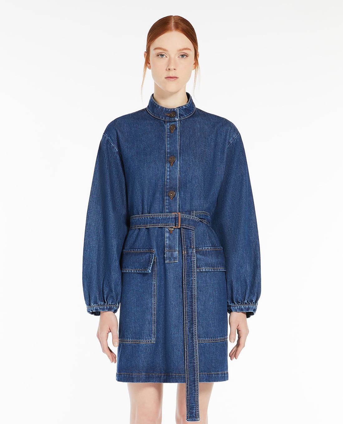 WEEKEND MAX MARA - Đầm sơ mi mini denim tay dài Euro