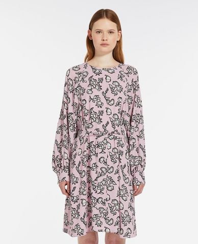  WEEKEND MAX MARA - Đầm xếp li mini cổ tròn tay dài phối hoạ tiết Lola 